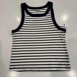 Gap Rib Stripe Ribbed Tank : Cream / Navy : Small